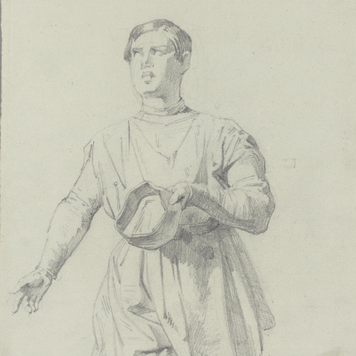 image for: Claudi Lorenzale - Home amb indumentària medieval - Cap a 1850-1870