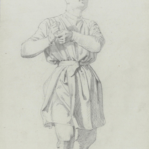 image for: Claudi Lorenzale - Jove amb una brusa curta cenyida per un cinturó - Cap a 1860-1880