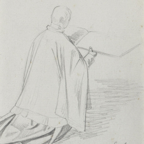 image for: Claudi Lorenzale - Sacerdot agenollat llegint un llibre - Cap a 1850-1870