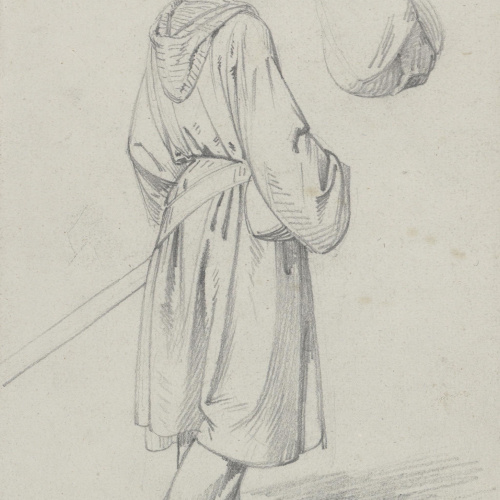 image for: Claudi Lorenzale - Home d&#039;esquena amb un hàbit i una espasa al cinturó - Cap a 1870