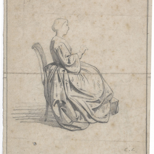image for: Claudi Lorenzale - Dama asseguda en una cadira - Cap a 1840-1850