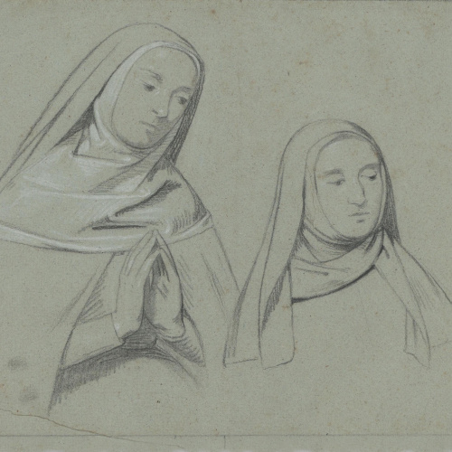 image for: Claudi Lorenzale - Busts de dues monges - Cap a 1850-1870