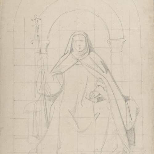 image for: Claudi Lorenzale - Abadessa asseguda en un tron (anvers) / Sant Francesc [?] (revers) - Cap a 1850-1870