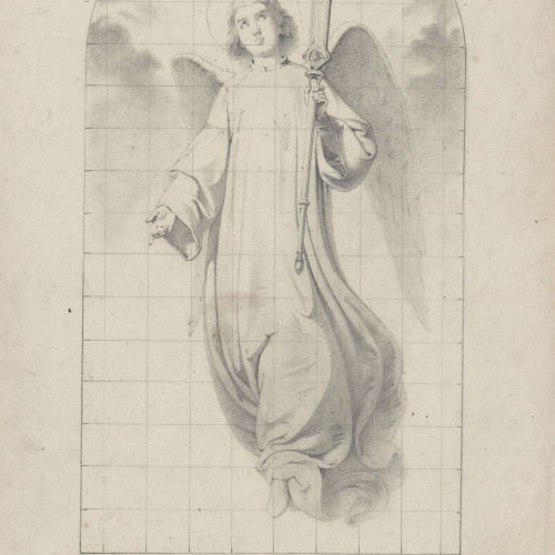 Claudi Lorenzale - Àngel amb una creu a la mà - Cap a 1850-1870 image for: Claudi Lorenzale - Àngel amb una creu a la mà - Cap a 1850-1870
