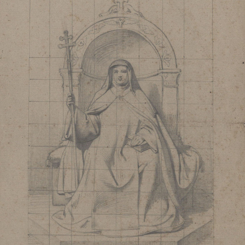 image for: Claudi Lorenzale - Abadessa en un tron - Cap a 1850-1870