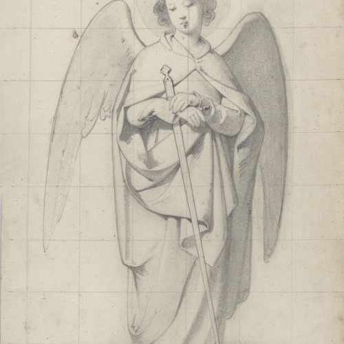 image for: Claudi Lorenzale - Àngel amb espasa llarga - Cap a 1850-1870