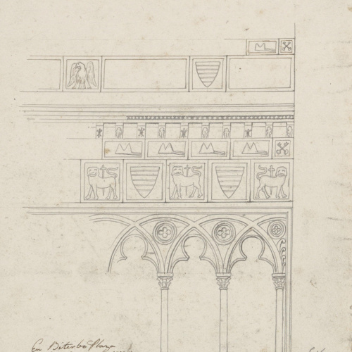 image for: Claudi Lorenzale - Detall de la façana de la plaça de la catedral de Viterbo - 1839
