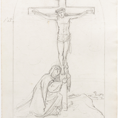 image for: Claudi Lorenzale - Crist Crucificat i la Mare de Déu al peu de la creu - Cap a 1850-1870