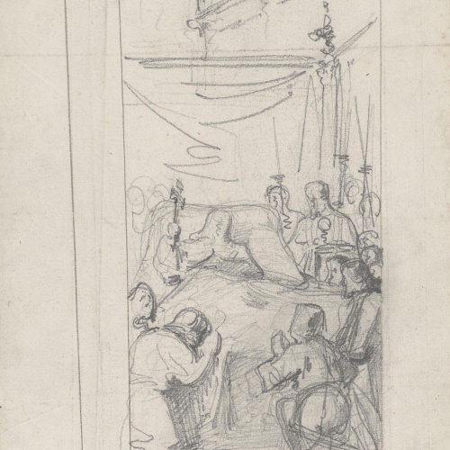 image for: Claudi Lorenzale - Cambra d&#039;una persona moribunda rebent el Viàtic - Cap a 1850-1870