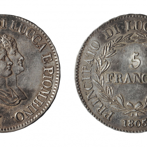 image for: Elisa Bonaparte; Félix Baciocchi - 5 francs - 1805