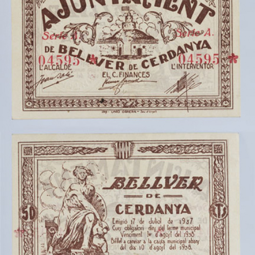 Ajuntament de Bellver de Cerdanya - 50 cèntims - 17.07.1937 image for: Ajuntament de Bellver de Cerdanya - 50 cèntims - 17.07.1937