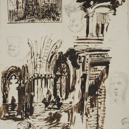 Lluís Rigalt - Croquis d'arquitectures i rostres - Cap a 1870 image for: Lluís Rigalt - Croquis d'arquitectures i rostres - Cap a 1870