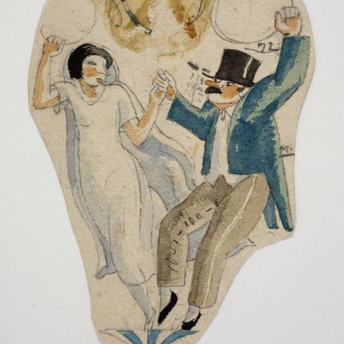 image for: Xavier Nogués - Parella de nuvis ballant. Estudi preparatori per a la decoració de vidre esmaltat - Cap a 1924-1928