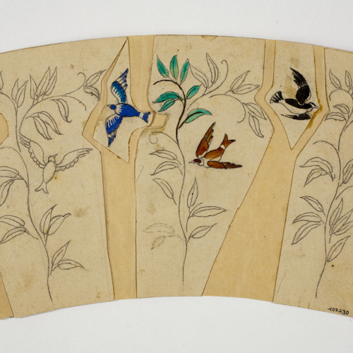 image for: Xavier Nogués - Ocells i motius vegetals. Estudi preparatori per a la decoració de vidre esmaltat - Cap a 1924-1928