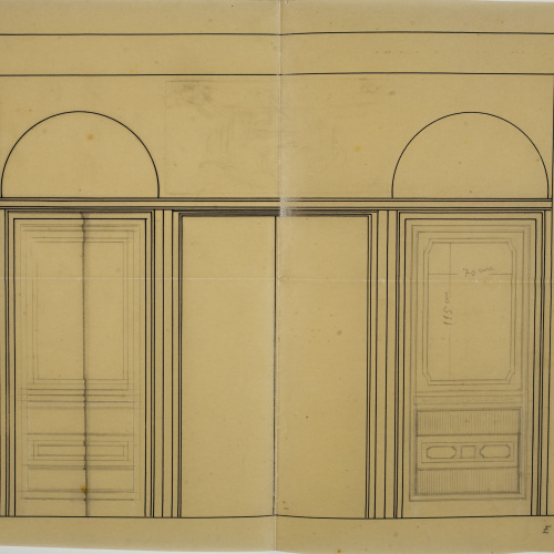 image for: Xavier Nogués - Croquis de l&#039;alçat de la paret i distribució de plafons. Projecte de decoració no realitzat per a la sala de Sessions del Banc Vitalici de Barcelona - Cap a 1937