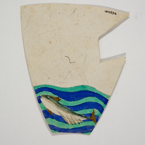 image for: Xavier Nogués - Peix al mar. Estudi preparatori per a la decoració de vidre esmaltat - Cap a 1924-1928