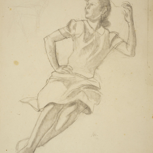 image for: Xavier Nogués - Dona reclinada. Estudi preparatori per a l&#039;oli «La cobla» - Cap a 1940