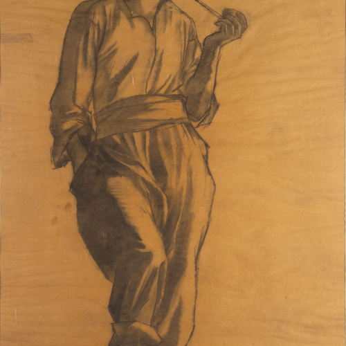 image for: Xavier Nogués - Home amb barretina fumant amb pipa. Estudi preparatori per a la decoració mural del plafó «El port» del despatx de l&#039;alcalde a la Casa de la Ciutat de Barcelona - 1931