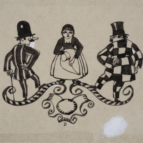 image for: Xavier Nogués - Composició ornamental amb figures - Cap a 1914