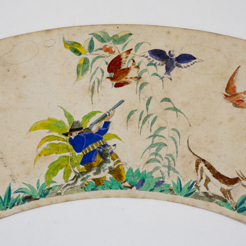 image for: Xavier Nogués - Escena de caça. Estudi preparatori per a la decoració d&#039;un got de vidre esmaltat - Cap a 1924