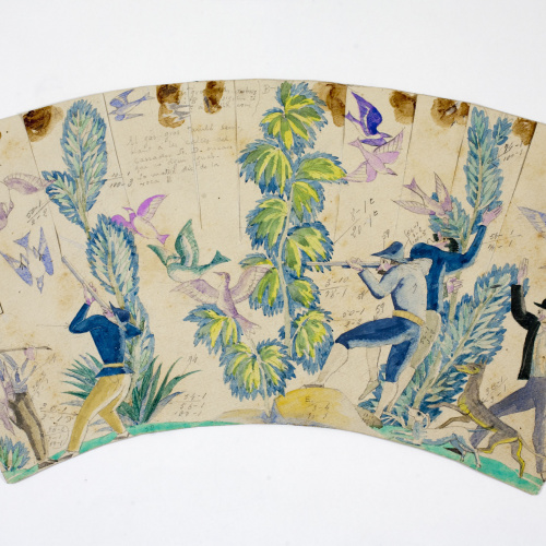 image for: Xavier Nogués - Escena de caça. Estudi preparatori per a la decoració d&#039;un got de vidre esmaltat - Cap a 1924