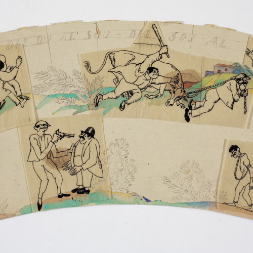 image for: Xavier Nogués - Del bou al sou, del sou al bou, del bou a la forca. Estudi preparatori per a la decoració de vidres esmaltats - Cap a 1924-1928