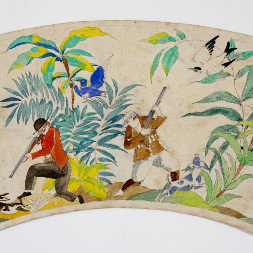 image for: Xavier Nogués - Escena de caça. Estudi preparatori per a la decoració d&#039;un got de vidre esmaltat - Cap a 1924