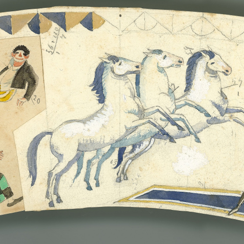 image for: Xavier Nogués - Escenes de circ. Estudi preparatori per a un got de vidre esmaltat - Cap a 1924