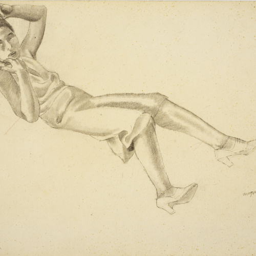 image for: Xavier Nogués - Noia ajaguda dormint. Estudi preparatori per a l&#039;oli «Noies» - Cap a 1938