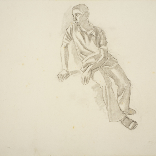 image for: Xavier Nogués - Home assegut. Estudi preparatori per a l&#039;oli «La cobla» - Cap a 1940