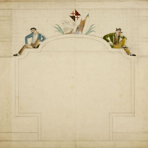 image for: Xavier Nogués - Finestral. Estudi preparatori per a la decoració mural del menjador de la casa de Ricard Crespo - Cap a 1927