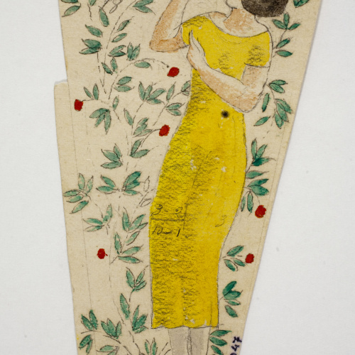 image for: Xavier Nogués - Dona ballant i motius vegetals. Estudi preparatori per a la decoració de vidre esmaltat - Cap a 1924-1928