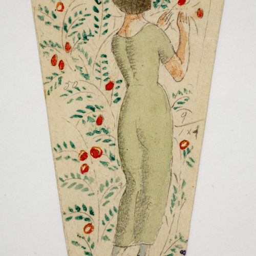 image for: Xavier Nogués - Dona ballant i motius vegetals. Estudi preparatori per a la decoració de vidre esmaltat - Cap a 1924-1928