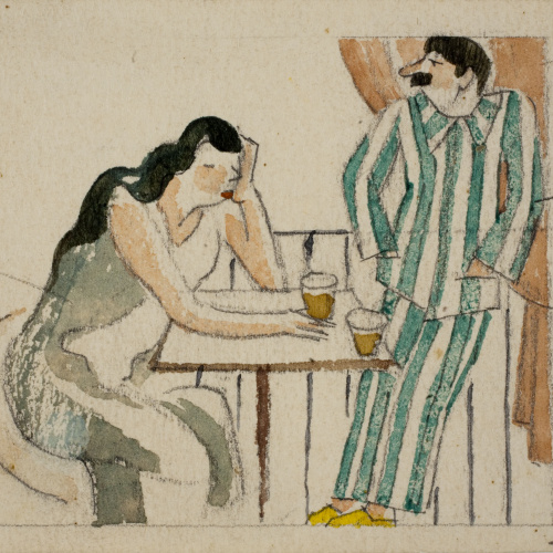 image for: Xavier Nogués - Parella. Estudi preparatori per a la decoració de vidre esmaltat - Cap a 1924-1928