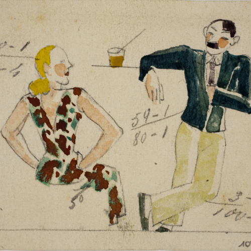 image for: Xavier Nogués - Parella. Estudi preparatori per a la decoració de vidre esmaltat - Cap a 1924-1928