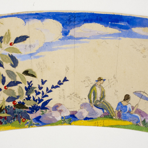 image for: Xavier Nogués - Parella al camp. Estudi preparatori per a la decoració d&#039;una gerra de vidre esmaltat - Cap a 1924-1928