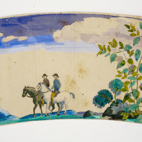 image for: Xavier Nogués - Genets al camp. Estudi preparatori per a la decoració de vidre esmaltat - Cap a 1924-1928