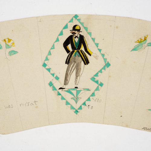 image for: Xavier Nogués - Home dempeus entre motius decoratius i florals. Estudi preparatori per a la decoració de vidre esmaltat - Cap a 1924-1928