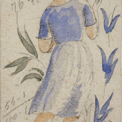 image for: Xavier Nogués - Dona ballant i motius vegetals. Estudi preparatori per a la decoració de vidre esmaltat - Cap a 1924-1928