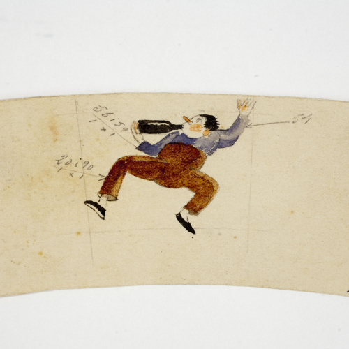 image for: Xavier Nogués - Borratxet. Estudi preparatori per a la decoració d&#039;un got de vidre esmaltat - Cap a 1924-1928