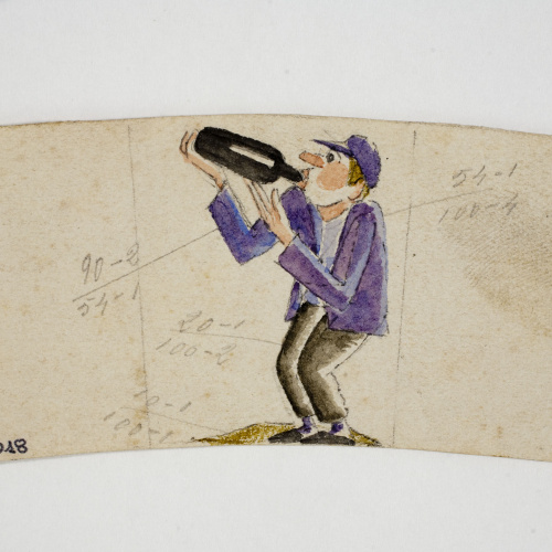 image for: Xavier Nogués - Borratxet. Estudi preparatori per a la decoració d&#039;un got de vidre esmaltat - Cap a 1924-1928