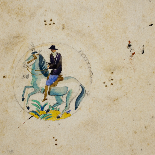 image for: Xavier Nogués - Genet. Estudi preparatori per a la decoració d&#039;un medalló de vidre esmaltat - Cap a 1924-1928