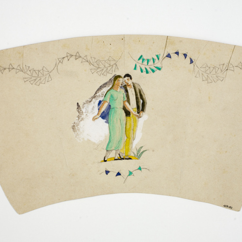 image for: Xavier Nogués - Parella i motius decoratius. Estudi preparatori per a la decoració de vidre esmaltat - Cap a 1924-1928