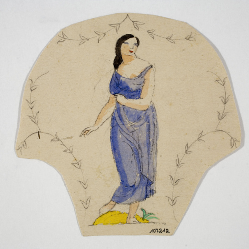 image for: Xavier Nogués - Dona ballant i motius vegetals. Estudi preparatori per a la decoració de vidre esmaltat - Cap a 1924-1928