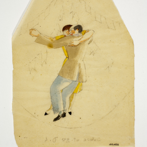 image for: Xavier Nogués - Parella ballant i motius decoratius. Estudi preparatori per a la decoració de vidre esmaltat - Cap a 1924-1928