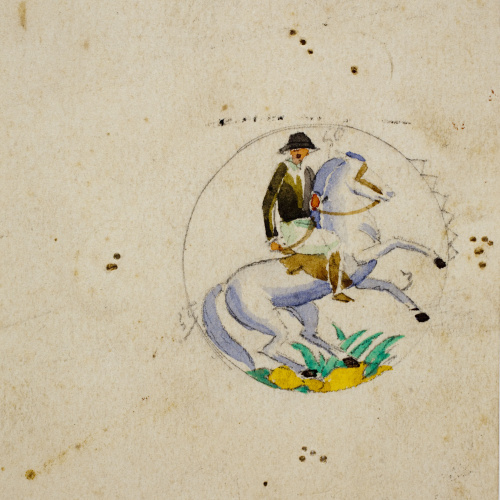 image for: Xavier Nogués - Genet. Estudi preparatori per a la decoració d&#039;un medalló de vidre esmaltat - Cap a 1924-1928