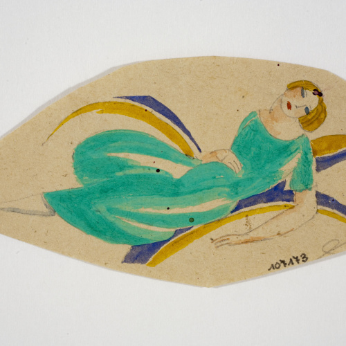 image for: Xavier Nogués - Dona ajaguda i motius vegetals. Estudi preparatori per a la decoració de vidre esmaltat - Cap a 1924-1928