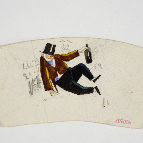 image for: Xavier Nogués - Borratxet. Estudi preparatori per a la decoració d&#039;un got de vidre esmaltat - Cap a 1924-1928