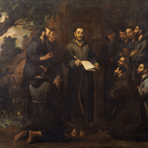 image for: Antoni Viladomat - Sant Francesc llegeix als seus companys la nova regla del seu orde - Cap a 1729-1733