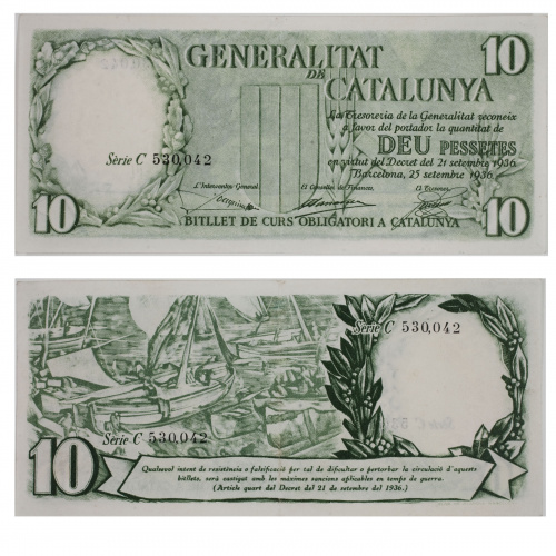 image for: Generalitat de Catalunya - 10 pessetes - 1936